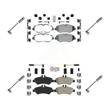 Front Rear Ceramic Brake Pad & Extra Wear Sensor Kit For 10-18 Freightliner Sprinter 2500 KNW-101159