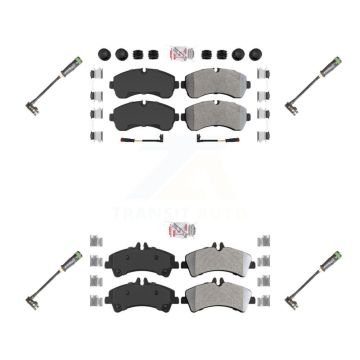 Front Rear Ceramic Disc Brake Pads & Extra Wear Sensor Kit For Freightliner Sprinter 3500 KNW-101160