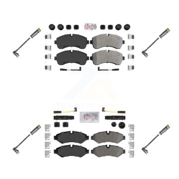 Front Rear Ceramic Brake Pads & Extra Wear Sensor Kit For Freightliner Sprinter 2500 3500 KNW-101165