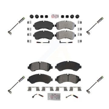 Front Rear Ceramic Disc Brake Pads & Extra Wear Sensor Kit For Freightliner Sprinter 3500 KNW-101167
