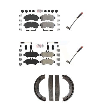 Front Rear Ceramic Brake Pads Extra Wear Sensor Kit (5Pc) For 09 Dodge Sprinter 3500 3.0L KNW-101175