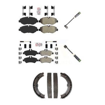 Front Rear Ceramic Brake Pad & Extra Wear Sensor Kit (5Pc) For Freightliner Sprinter 2500 KNW-101187