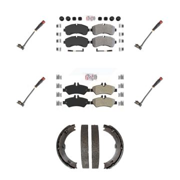 Front Rear Ceramic Brake Pads Extra Wear Sensor Kit (7Pc) For 09 Dodge Sprinter 3500 3.0L KNW-101201