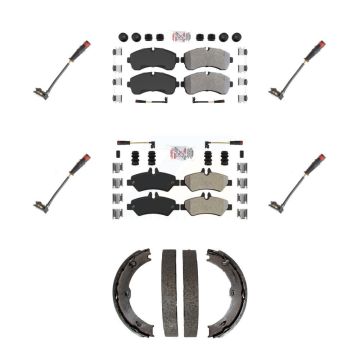 Front Rear Ceramic Brake Pads Extra Wear Sensor Kit (7Pc) For 09 Dodge Sprinter 3500 3.0L KNW-101202