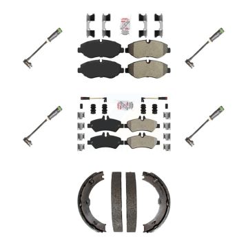 Front Rear Ceramic Brake Pad & Extra Wear Sensor Kit (7Pc) For Freightliner Sprinter 2500 KNW-101212