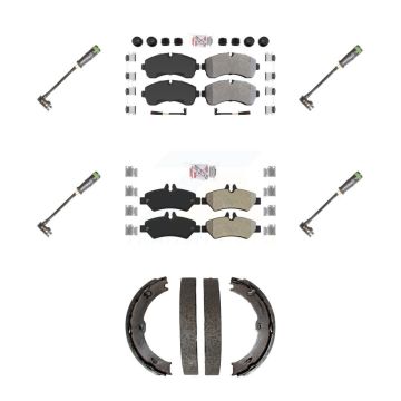 Front Rear Ceramic Brake Pad & Extra Wear Sensor Kit (7Pc) For Freightliner Sprinter 3500 KNW-101214