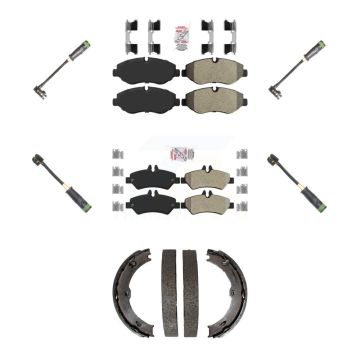 Front Rear Ceramic Disc Brake Pads & Wear Sensor Kit (7Pc) For Freightliner Sprinter 2500 KNW-101218