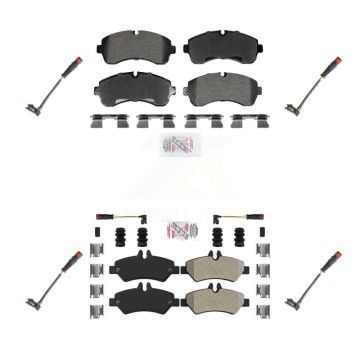 Front Rear Ceramic Disc Brake Pad Extra Wear Sensor Kit For 2009 Dodge Sprinter 3500 3.0L KNW-101283