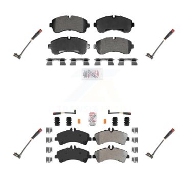 Front Rear Ceramic Disc Brake Pad Extra Wear Sensor Kit For 2009 Dodge Sprinter 3500 3.0L KNW-101284