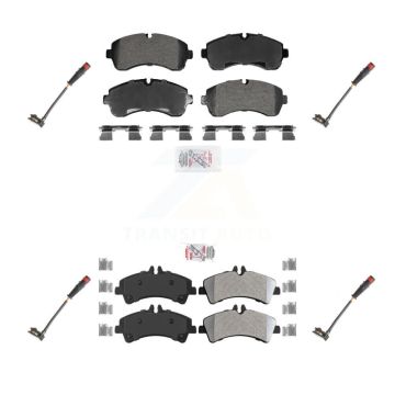 Front Rear Ceramic Disc Brake Pads And Wear Sensors Kit For 2009 Dodge Sprinter 3500 3.0L KNW-101285