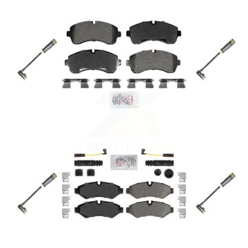 Front Rear Ceramic Brake Pads & Extra Wear Sensor Kit For Freightliner Sprinter 2500 3500 KNW-101291