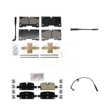 Front Rear Ceramic Brake Pad Extra Wear Sensor Kit For GMC Chevrolet Silverado 1500 Yukon KNW-101303
