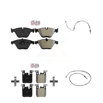 Front Rear Ceramic Brake Pads Wear Sensor Kit For BMW 335i With 345mm Diameter Rotor KNW-101305