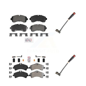Front Rear Ceramic Disc Brake Pad Extra Wear Sensor Kit For 2009 Dodge Sprinter 3500 3.0L KNW-101310