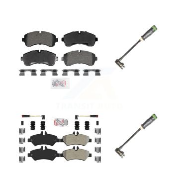 Front Rear Ceramic Disc Brake Pads & Extra Wear Sensor Kit For Freightliner Sprinter 3500 KNW-101313