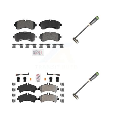 Front Rear Ceramic Disc Brake Pads & Extra Wear Sensor Kit For Freightliner Sprinter 3500 KNW-101314