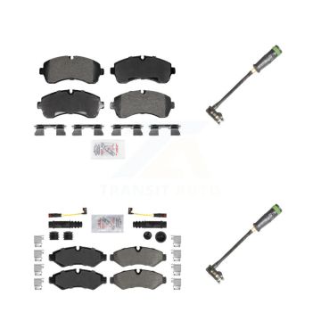 Front Rear Ceramic Brake Pads & Extra Wear Sensor Kit For Freightliner Sprinter 2500 3500 KNW-101327