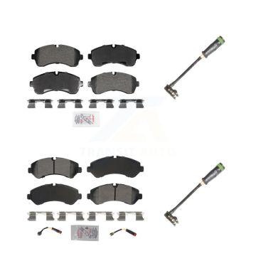 Front Rear Ceramic Disc Brake Pads & Extra Wear Sensor Kit For Freightliner Sprinter 3500 KNW-101328
