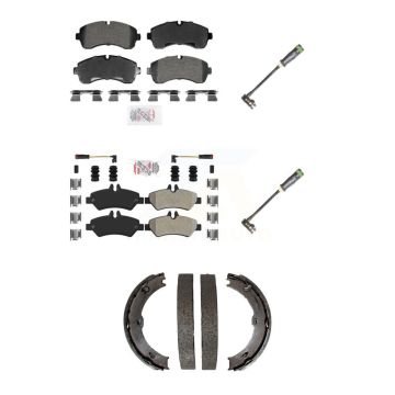 Front Rear Ceramic Brake Pad & Extra Wear Sensor Kit (5Pc) For Freightliner Sprinter 3500 KNW-101382