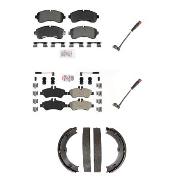 Front Rear Ceramic Brake Pads Extra Wear Sensor Kit (5Pc) For 09 Dodge Sprinter 3500 3.0L KNW-101384