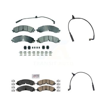 Front Rear Ceramic Brake Pads Extra Wear Sensor Kit For GMC Chevrolet Sierra 2500 HD 3500 KNW-101396