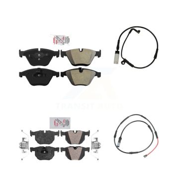 Front Rear Ceramic Disc Brake Pads And Wear Sensor Kit For 2009-2010 BMW 528i xDrive 3.0L KNW-101412