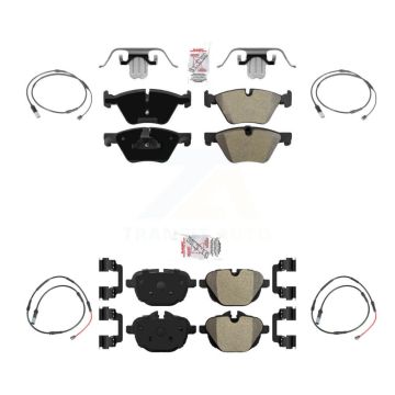 Front Rear Ceramic Disc Brake Pads And Wear Sensors Kit For BMW 528i KNW-101422