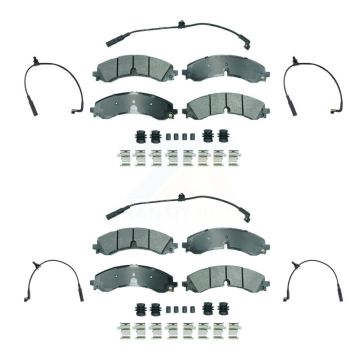 Front Rear Ceramic Brake Pads Extra Wear Sensor Kit For GMC Chevrolet Sierra 2500 HD 3500 KNW-101428