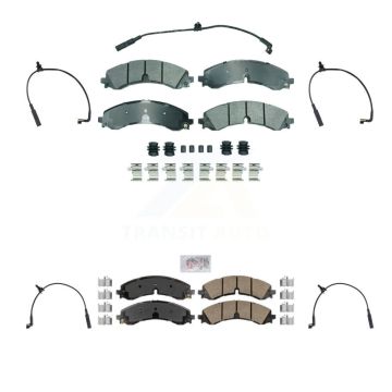 Front Rear Ceramic Brake Pads Extra Wear Sensor Kit For GMC Chevrolet Sierra 2500 HD 3500 KNW-101429