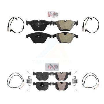 Front Rear Ceramic Disc Brake Pads And Wear Sensor Kit For 2009-2010 BMW 528i xDrive 3.0L KNW-101434