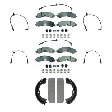 Front Rear Ceramic Brake Pad Extra Wear Sensor Kit (7Pc) For GMC Chevrolet Sierra 2500 HD KNW-101453