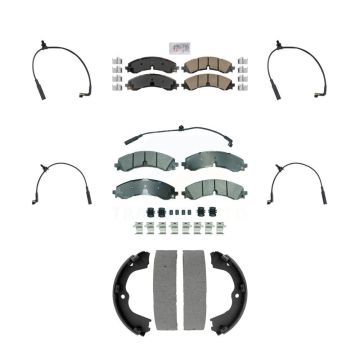 Front Rear Ceramic Brake Pad Extra Wear Sensor Kit (7Pc) For GMC Chevrolet Sierra 2500 HD KNW-101454