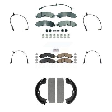 Front Rear Ceramic Brake Pad Extra Wear Sensor Kit (7Pc) For GMC Chevrolet Sierra 2500 HD KNW-101455