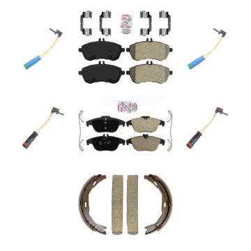 Front Rear Ceramic Disc Brake Pads Wear Sensor Kit (7Pc) For 2012 Mercedes-Benz C250 1.8L KNW-101461