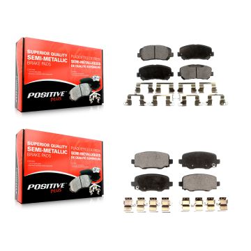 Front Rear Semi-Metallic Brake Pad Kit For 14-17 Jeep Cherokee With Single Piston Caliper KPF-100561