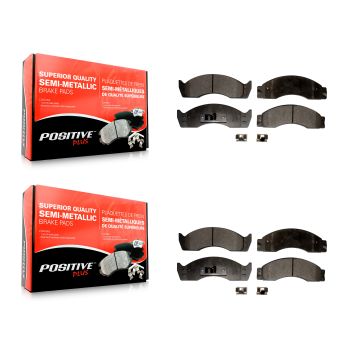 Front Rear Semi-Metallic Brake Pad Kit For Ford E-450 Econoline Super Duty F-53 Motorhome KPF-100571