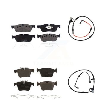 Front Rear Semi-Metallic Disc Brake Pads And Wear Sensors Kit For Jaguar XE KPW-100008