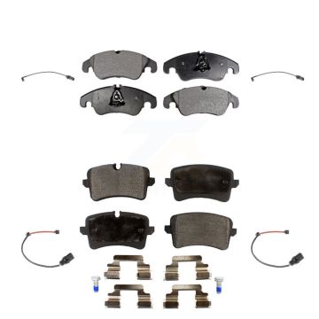 Front Rear Semi-Metallic Disc Brake Pads And Wear Sensors Kit For 2012 Audi A6 KPW-100228