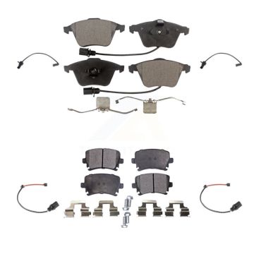Front Rear Semi-Metallic Disc Brake Pads And Extra Wear Sensors Kit For 2011 Audi A6 KPW-100234
