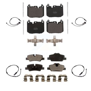 Front Rear Semi-Metallic Disc Brake Pads And Wear Sensors Kit For Mini Cooper KPW-100248