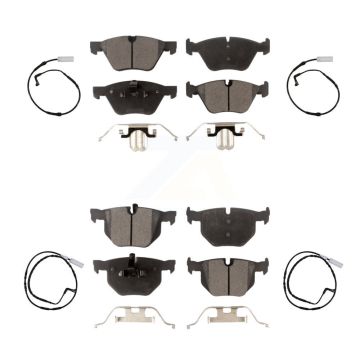 Front Rear Semi-Metallic Disc Brake Pads And Wear Sensors Kit For 2006 BMW 330i KPW-100273