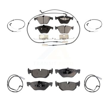 Front Rear Semi-Metallic Brake Pad & Extra Wear Sensor Kit For 09-10 BMW 328i xDrive 3.0L KPW-100276