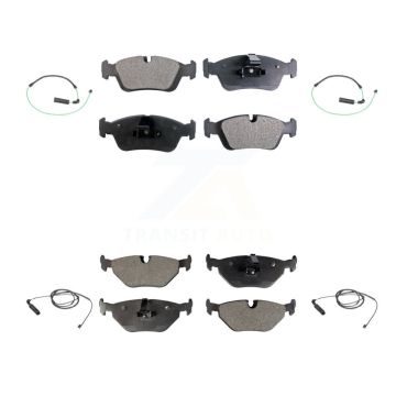 Front Rear Semi-Metallic Disc Brake Pads And Wear Sensor Kit For 2001-2005 BMW 325xi 2.5L KPW-100284