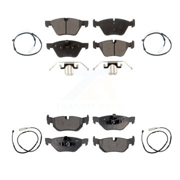 Front Rear Semi-Metallic Disc Brake Pads And Wear Sensors Kit For 2012 BMW X1 xDrive28i KPW-100302