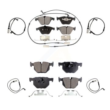 Front Rear Semi-Metallic Disc Brake Pads And Extra Wear Sensors Kit For BMW 535i xDrive KPW-100414