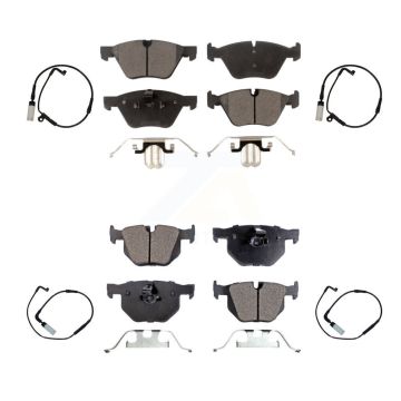 Front Rear Semi-Metallic Disc Brake Pads And Wear Sensors Kit For BMW 525i KPW-100430