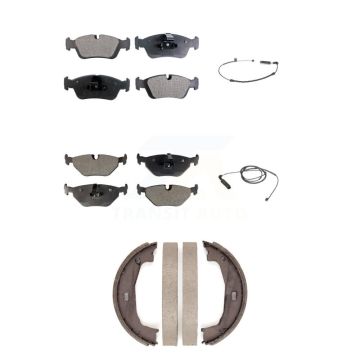 Front Rear Semi-Metallic Brake Pads & Wear Sensor Kit (5Pc) For BMW 325i 325Ci 320i 323Ci KPW-100441