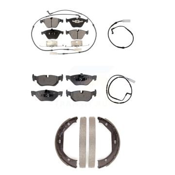 Front Rear Semi-Metallic Disc Brake Pads And Extra Wear Sensors Kit (5Pc) For BMW 328i KPW-100471