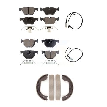 Front Rear Semi-Metallic Disc Brake Pads And Wear Sensors Kit (5Pc) For BMW 525i KPW-100492
