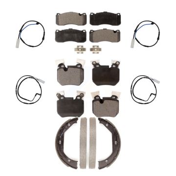 Front Rear Semi-Metallic Disc Brake Pad And Wear Sensor Kit (7Pc) For BMW 135i 135is 3.0L KPW-100506